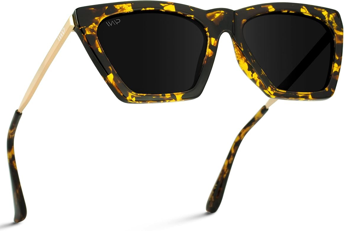 WMP Eyewear - Square Cat Eye Shape Metal Frame Fashion Polarized Mirrored Sunglasses | Amazon (US)