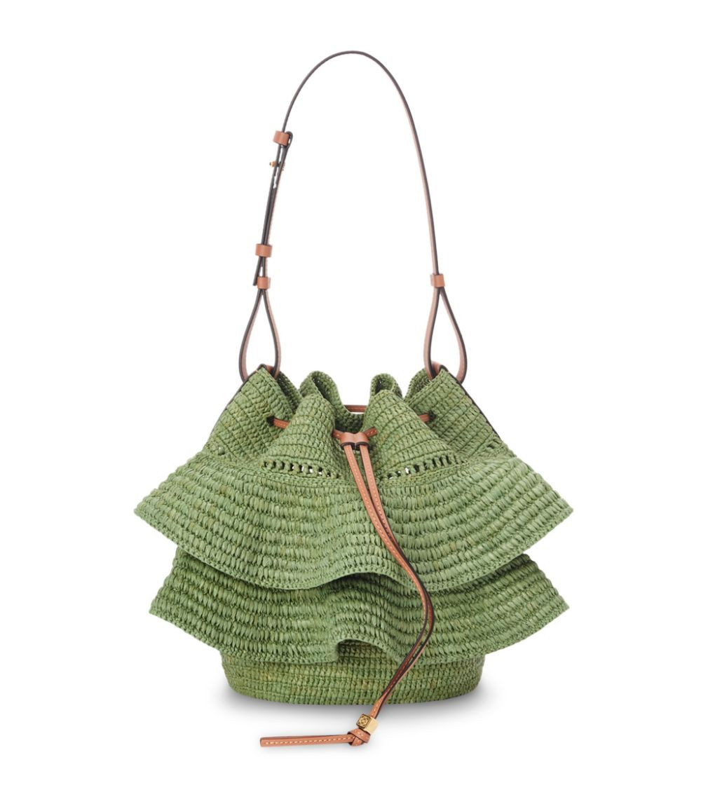 x Paula’s Ibiza Raffia Ruffled Balloon Bag | Harrods