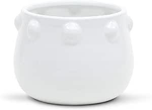 WGV Ceramic Bowl Vase, Width 6.5", Height 5", Knob Pot, Bright Clean White Planter Centerpiece fo... | Amazon (US)