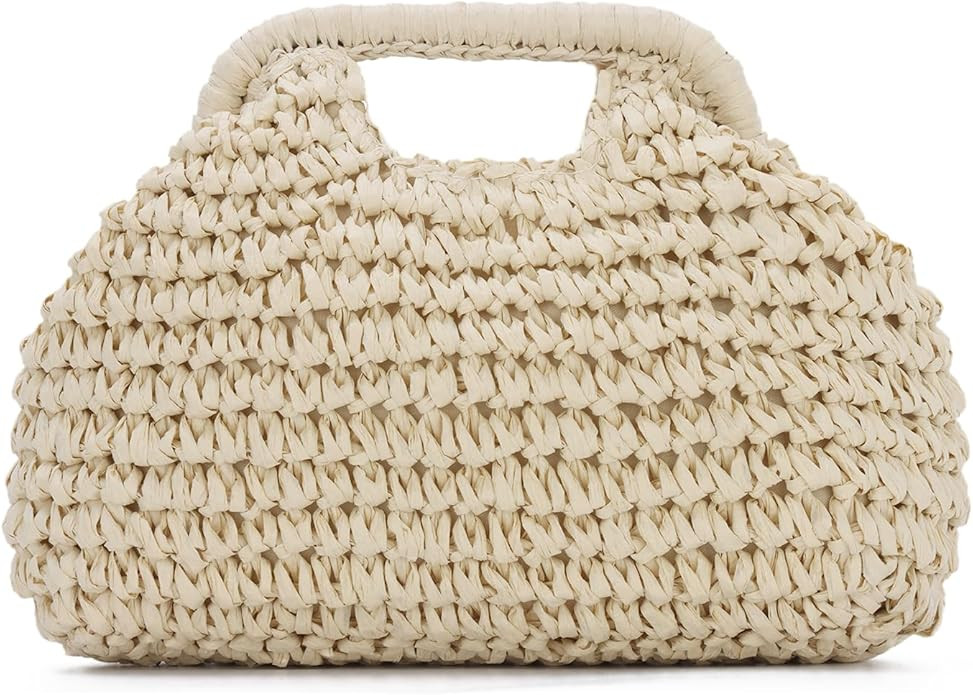 KUANG! Straw Dumpling Clutch Purse Summer Vacation Beach Crossbody Bag for Women Pouch Straw Wove... | Amazon (US)