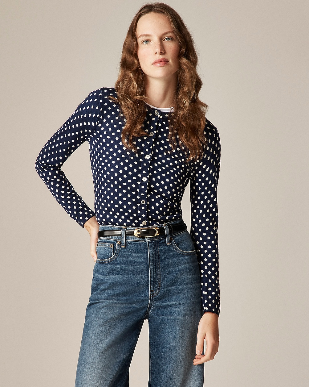 Carolyn cardigan in polka-dot merino wool | J. Crew US