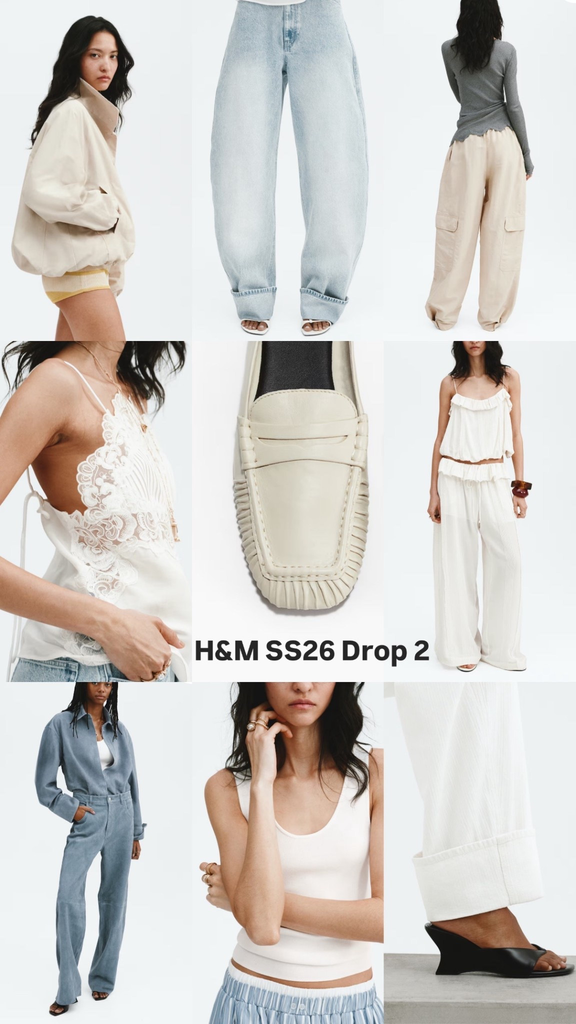 H&M spring summer 2026 drop 2

My favourites from the HM new in collection including Broderie anglaise - barrel leg jeans and utility trousers - blue suede shirt - balloon jacket - white leather loafers and summer holiday sets including white trousers and tanks #hm

#LTKspring #LTKsummer #LTKuk
