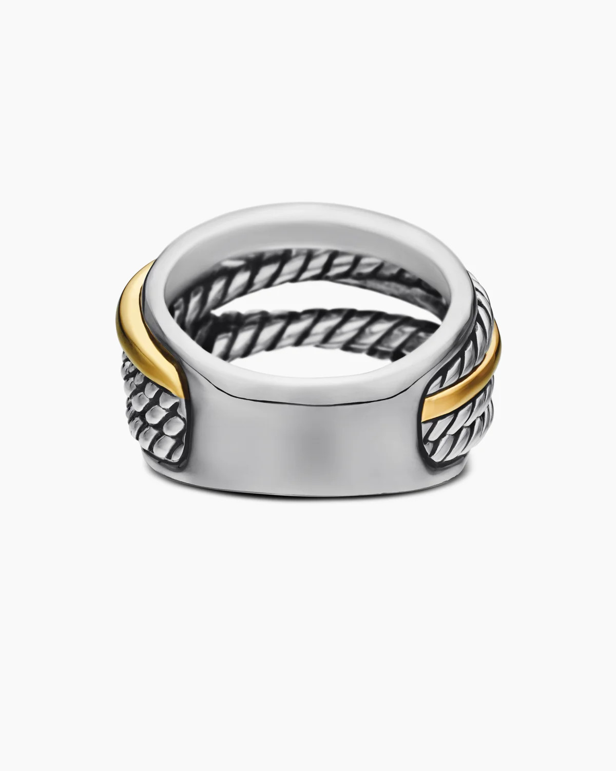 David Yurman | Crossover Ring in Sterling Silver with 14K Yellow Gold, 14.7mm | David Yurman