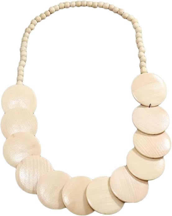 COLORFUL BLING Natural Chunky Wooden Beads Statement Necklace Boho African Tribal Collar Choker B... | Amazon (US)
