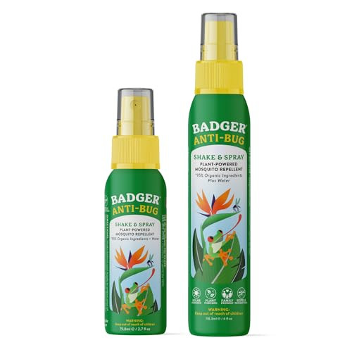 Badger Bug Spray, Family Friendly All Natural Mosquito Repellent w/Organic Essential Oils, Great Smelling Citronella Spray, Effective for 3 Hours, Combo 2-Pack 4 fl oz + 2.7 fl oz | Amazon (US)