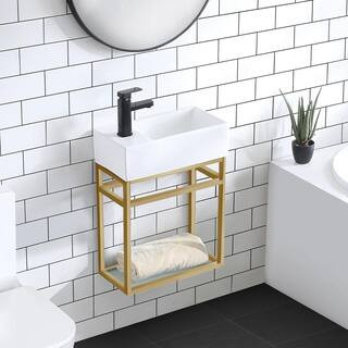 Swiss Madison Pierre 18.9 in. W x 20 in. H Vanity in Gold with Ceramic Vanity Top in White with W... | The Home Depot