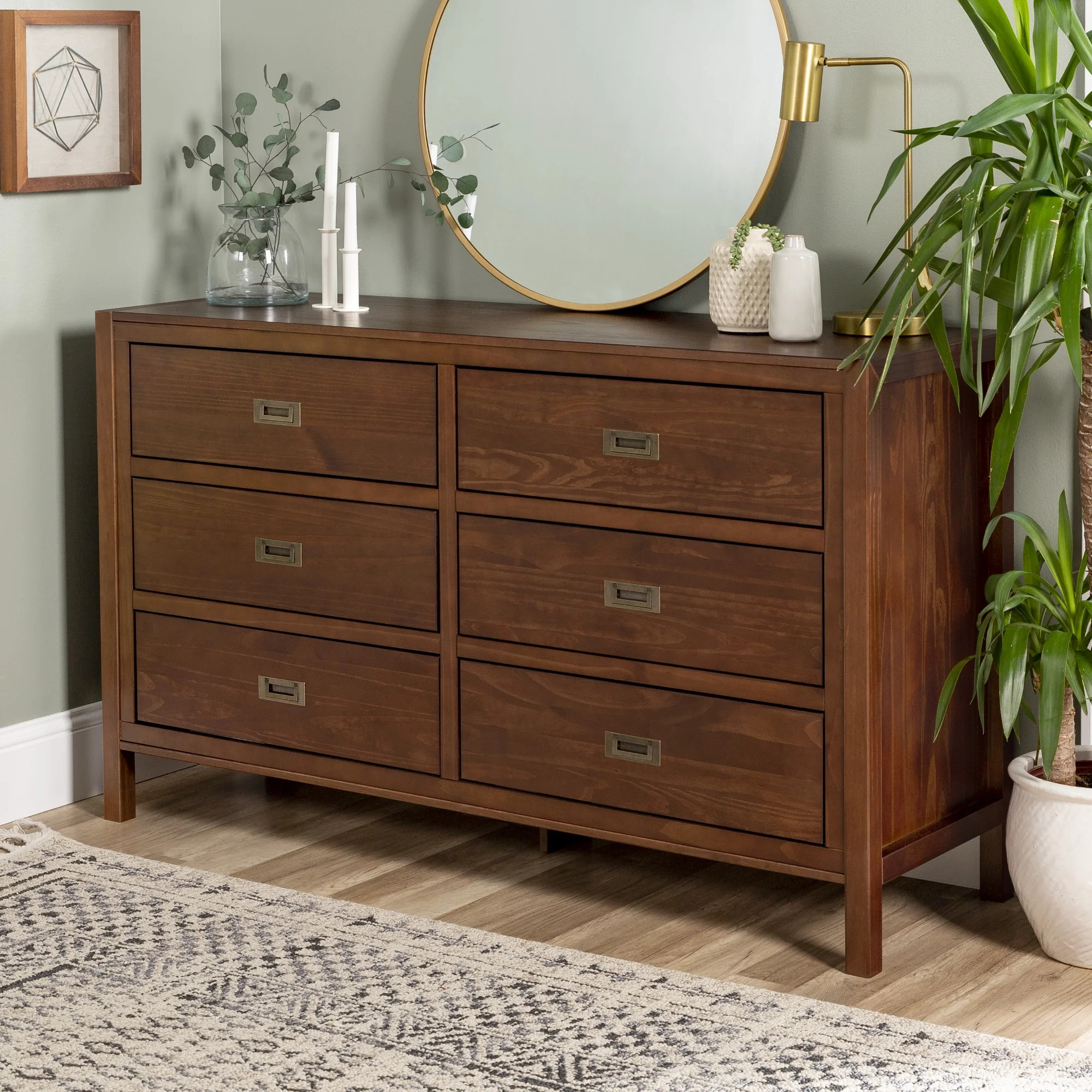Annabelle Six Drawer Solid Wood Walnut Dresser by Chateau Lyon - Walmart.com | Walmart (US)