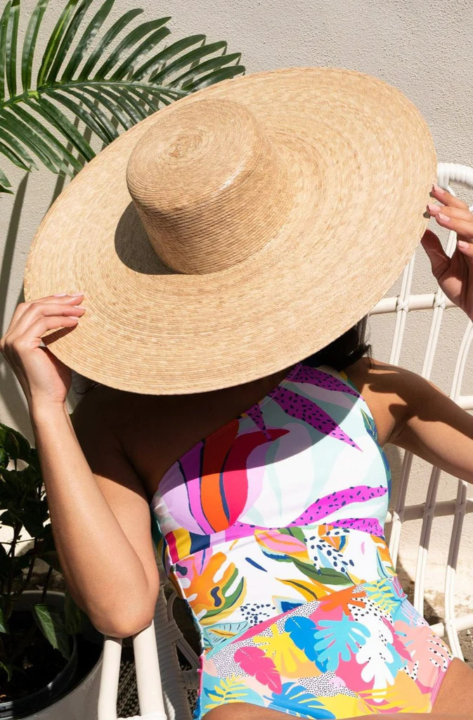 Ultra Wide Palma Natural Boater Hat | Red Dress 