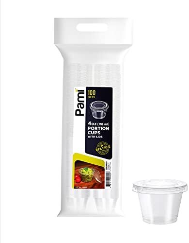 PAMI Portion Control Cups With Lids [4oz, 100-Pack]- Small Meal Prep Plastic Food Containers- BPA... | Amazon (US)