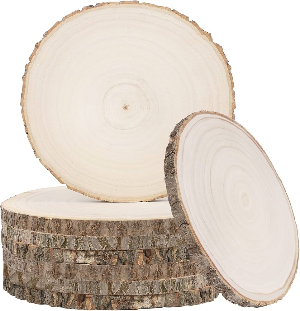 Sancodee 8 Pcs Large Unfinished Wood Slices, 7-8 Inches Wood Slabs for Centerpieces Natural Woode... | Amazon (US)