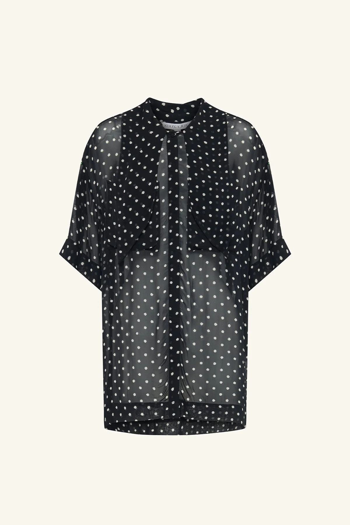 Houston Short Sleeve Neck Tie Shirt | Noir Polka | Tops | Shona Joy | Shona Joy