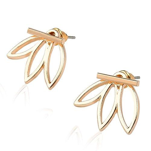 Lotus Studs Ear Crawler Earrings Cuff Climber Ear Wrap Pin Vine Pierced Charms Geometric Clip On ... | Amazon (US)