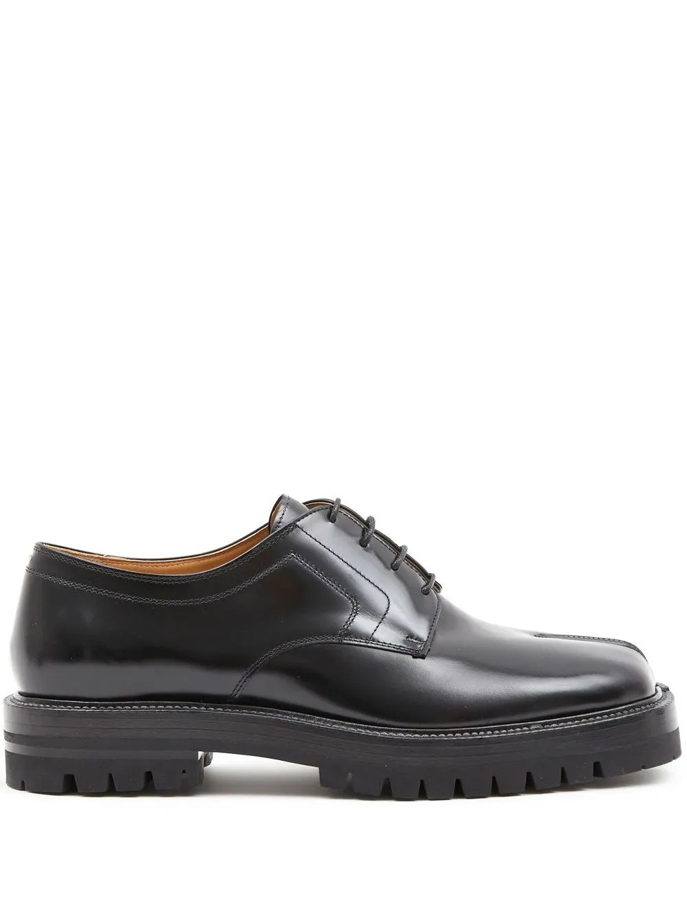 Maison Margiela Tabi Leather Derby Shoes | Black | FARFETCH | Farfetch Global