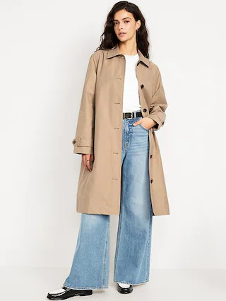 Oversized Water-Resistant Mac Coat | Old Navy (CA)