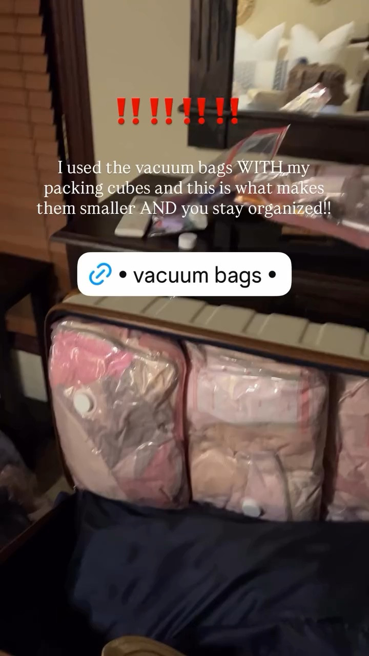 ‼️‼️‼️‼️ I used the vacuum bags WITH my packing cubes and this is what makes them smaller AND you stay organized!!

#LTKSeasonal #LTKHome #LTKSaleAlert