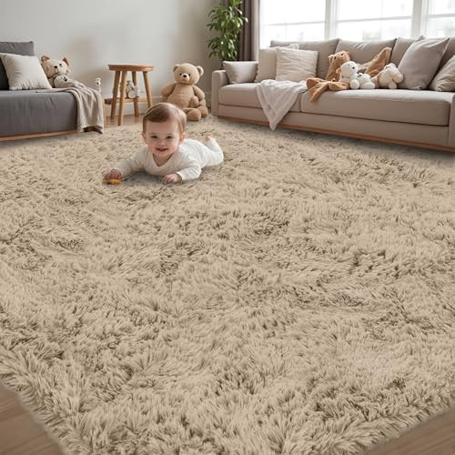 8x10 Area Rug for Living Room:Ultra Soft Fluffy Shag Beige Rugs,Large Fuzzy Plush Indoor Non Slip... | Amazon (US)