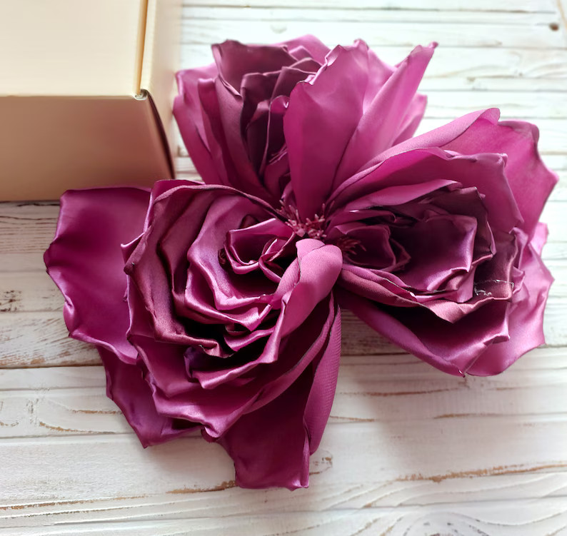 Big Flower Brooch, Big Rose Brooch, Large Lilac Peony, Large Fabric Brooch, Bright Plus Size Broo... | Etsy (US)