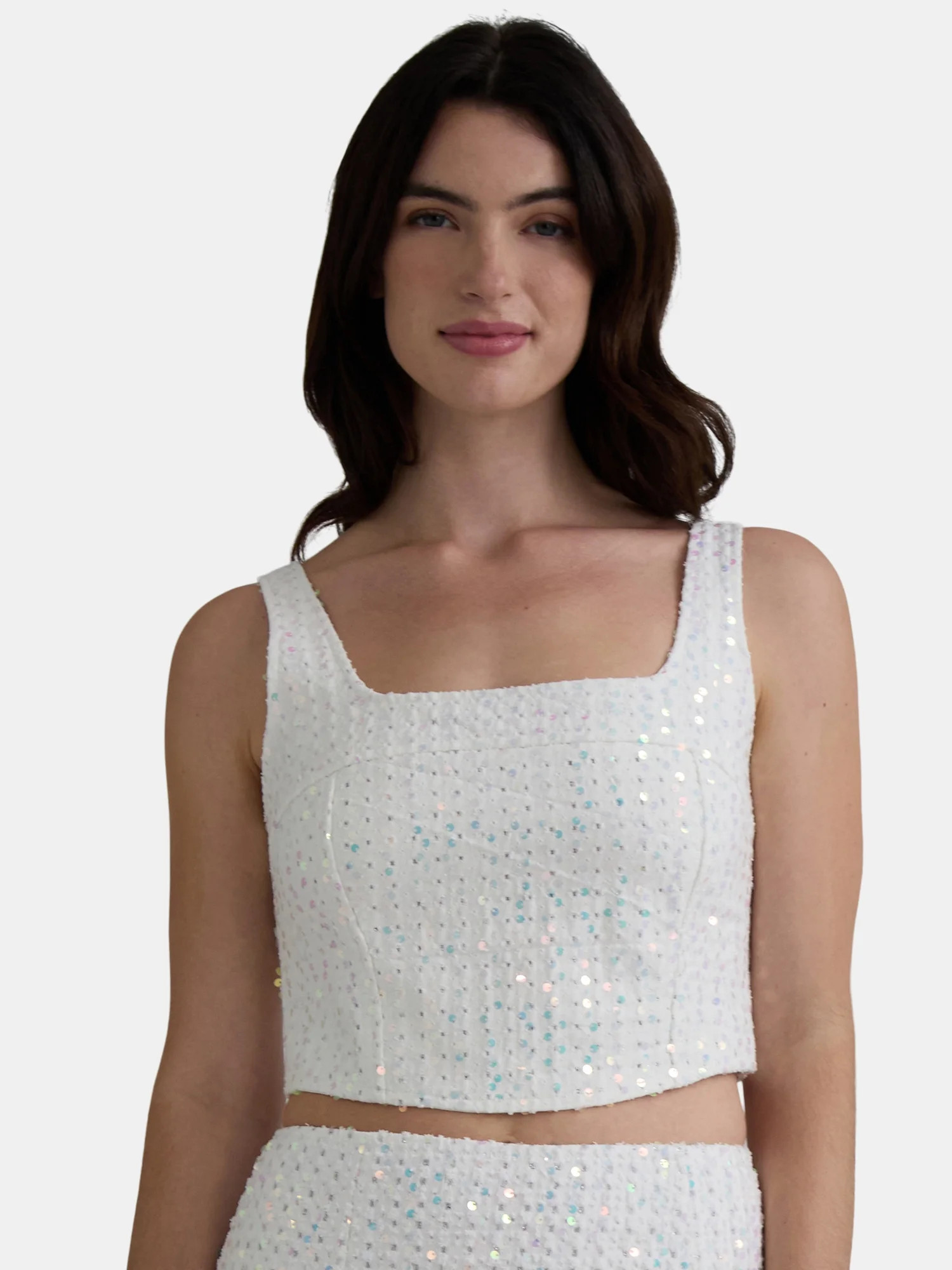 Madden NYC Women's Distressed Sparkle Twill Corset, Sizes XS-XXL | Walmart (US)
