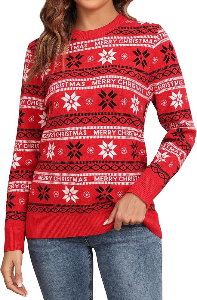 GRECERELLE Women's Ugly Christmas Sweater Funny Christmas Tree Tunic Pullover Reindeer Crew Neck ... | Amazon (US)