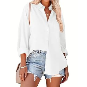 Zeagoo Oversized White Blouse for... | Amazon (US)