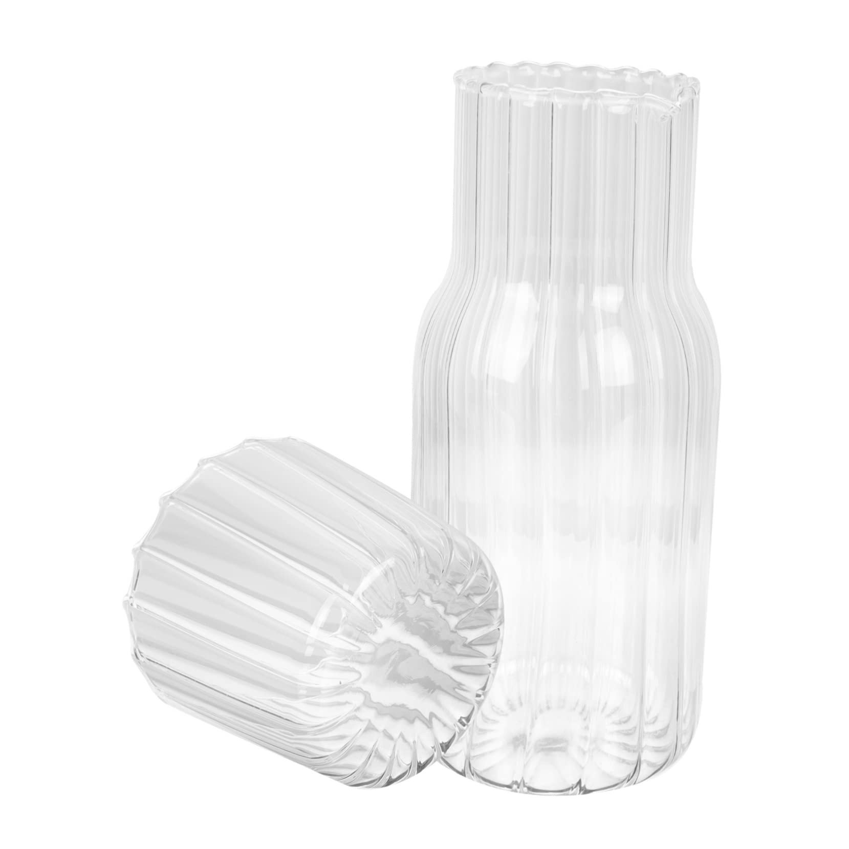 DOITOOL 1pc Cold Water Bottle - Plastic Water Carafe with Ribbed Glasses and Lid - Bedside Night ... | Amazon (US)