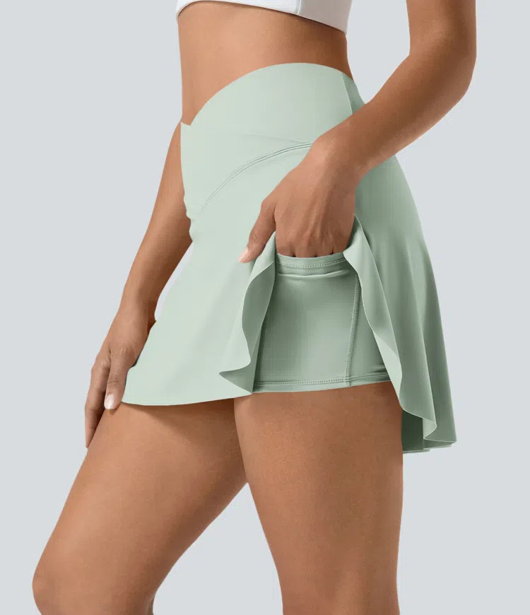 Women’s Everyday Softlyzero™ Airy Crossover 2-in-1 Side Pocket Cool Touch Mini Tennis Skirt-L... | HALARA