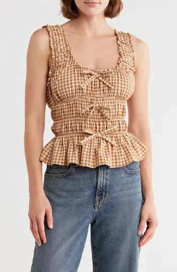 Elodie Gingham Shirred Peplum Tank | Nordstromrack | Nordstrom Rack