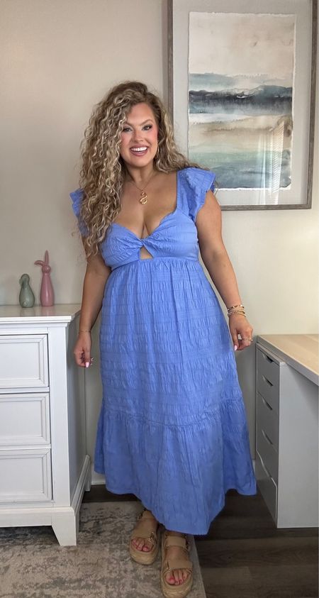 Wearing a size large in the dress and is currently on sale for $30!!!