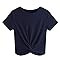 JINKESI Women's Summer Causal Short Sleeve Blouse Round Neck Crop Tops Twist Front Tee T-Shirt | Amazon (US)