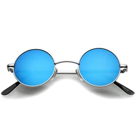 sunglassLA Unisex Small Retro Lennon Style Colored Mirror Lens Round Metal Sunglasses 41mm (Silver / | Walmart (US)
