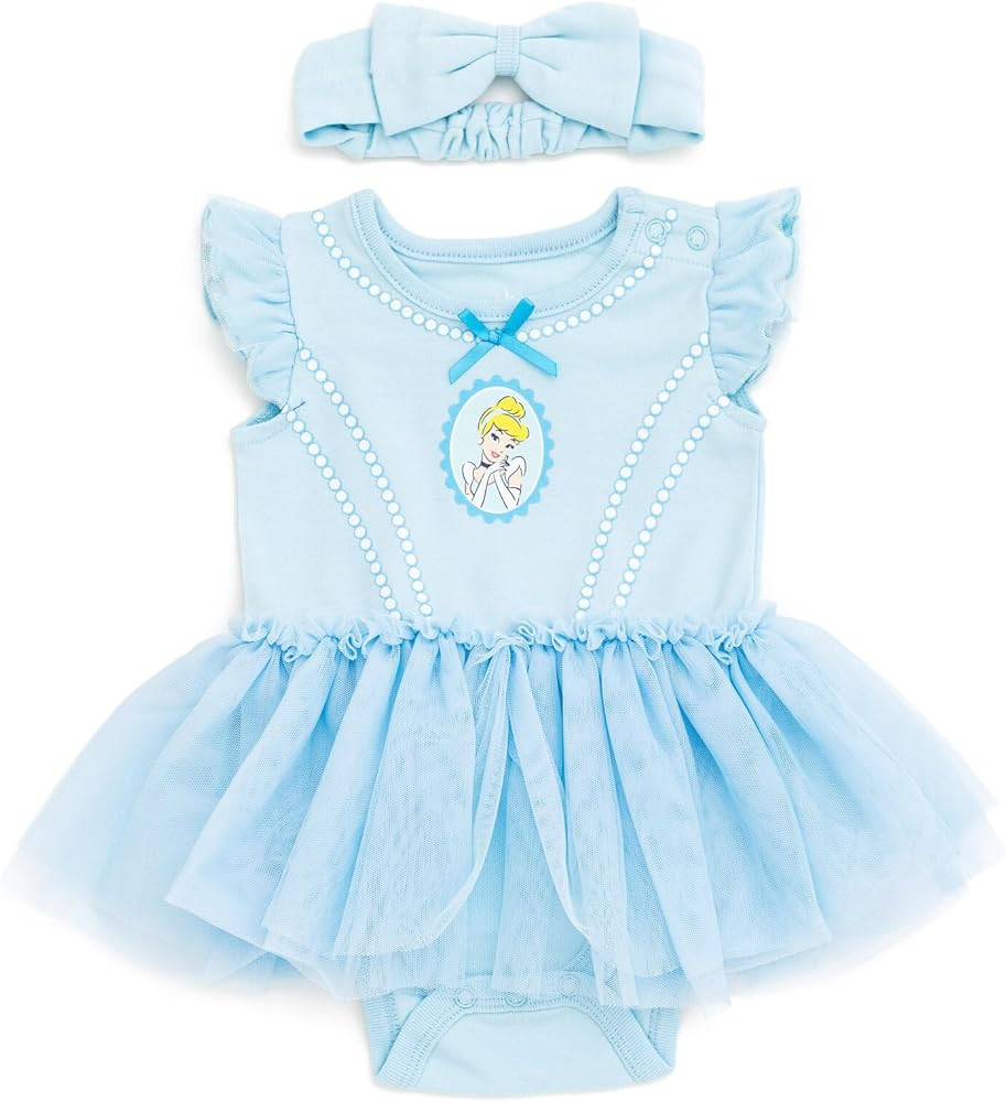 Disney Princess Baby Girls Cosplay Bodysuit With Skirt Overlay & Headband Outfit Set Newborn to I... | Amazon (US)