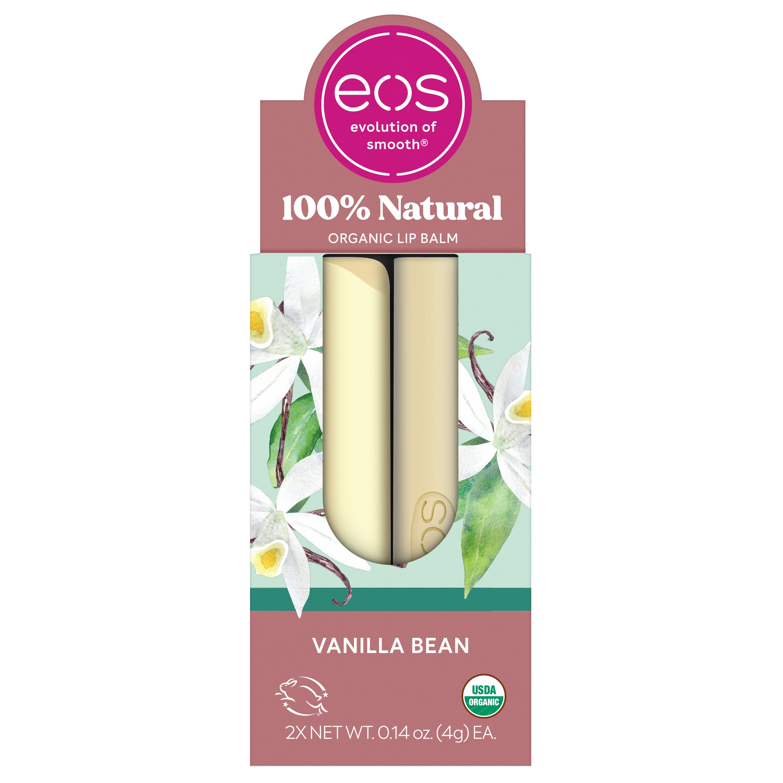 eos 100% Natural & Organic Lip Balm- Vanilla Bean, 0.14 oz, 2-Pack - Walmart.com | Walmart (US)
