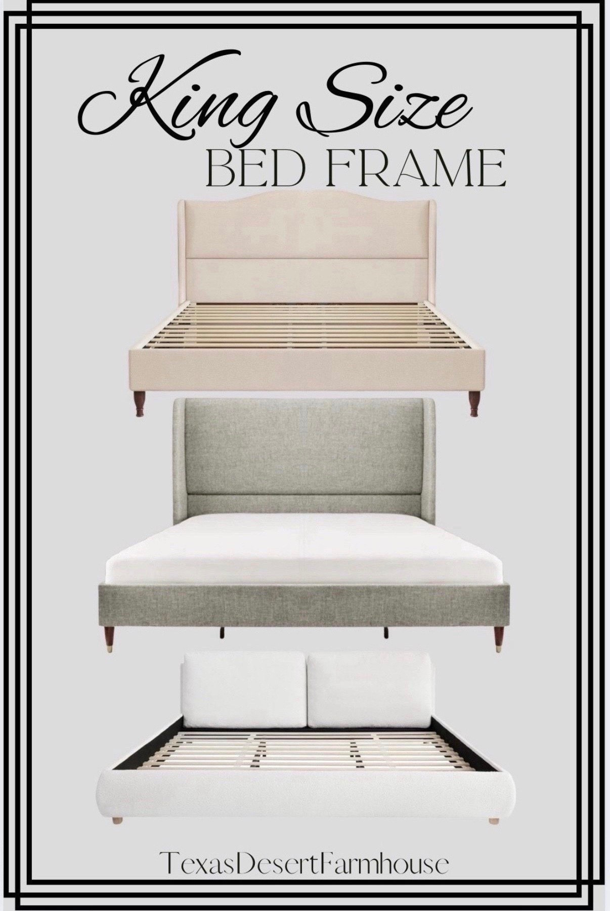 King Size Upholstered Bed Frames for Under $500

#kingbed #fullbed #queenbed #bedframe #guestbed #bedroomfurniture #affordablebedframe #budgetfurniture #headboard #footboard #upholsteredbedframe

King Size Bed Frame Upholstered Platform Bed with 51" Tall Headboard Wingback, Soft Fabric, Retro Simple Style Platform Bed No Box Spring Needed, Easy Assembly, Beige

Merax King Size Boucle Fabric Upholstered Platform Bed with Two Removable Pillow Headboard, Wood Bed Frame with Solid Round Legs for Kids Teens Adults, White

#LTKFamily  

#LTKmorningroutine #LTKMens #LTKHome