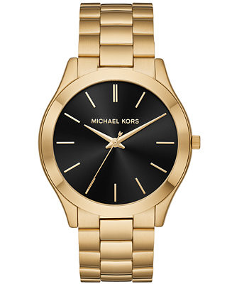 Michael Kors Unisex Slim Runway Ion-Plated Stainless Steel Bracelet Watch 44mm - Macy's | Macy's