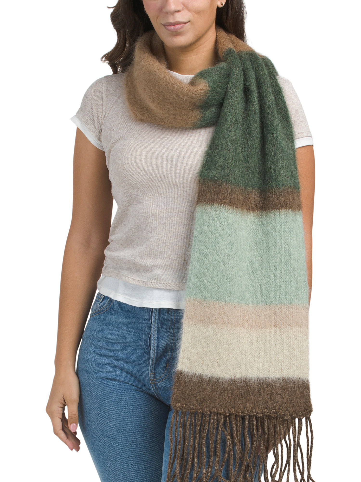 Made In Italy Wool Blend Striped Scarf | TJ Maxx