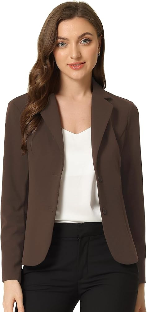 Allegra K Women's Work Office Blazer Stretch Lapel Collar Long Sleeve Jacket Suit Blazer | Amazon (US)