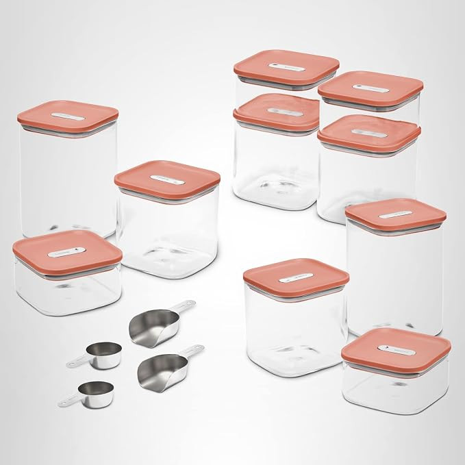 Caraway 26-Piece Ultimate Airtight Glass Food Storage Containers with Lids, Scoops, Measuring Cup... | Amazon (US)