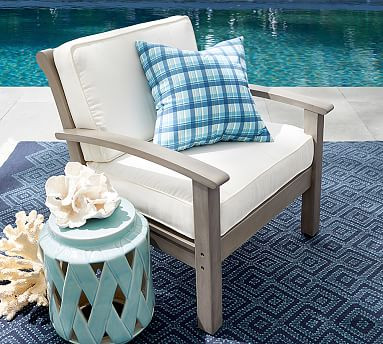 Chatham FSC® Mahogany Lounge Chair, Gray | Pottery Barn (US)