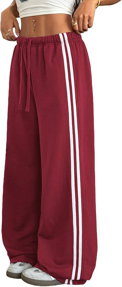 ZAFUL Women's Casual Sweatpants Drawstring Color Block Side Striped Straight Leg Athletic Track P... | Amazon (US)