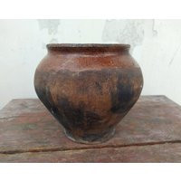 Very Old Antique Ancient Clay Vessel - Brown Black Pot Rustic Bowl Primitives Decor- Country Decor | Etsy (US)