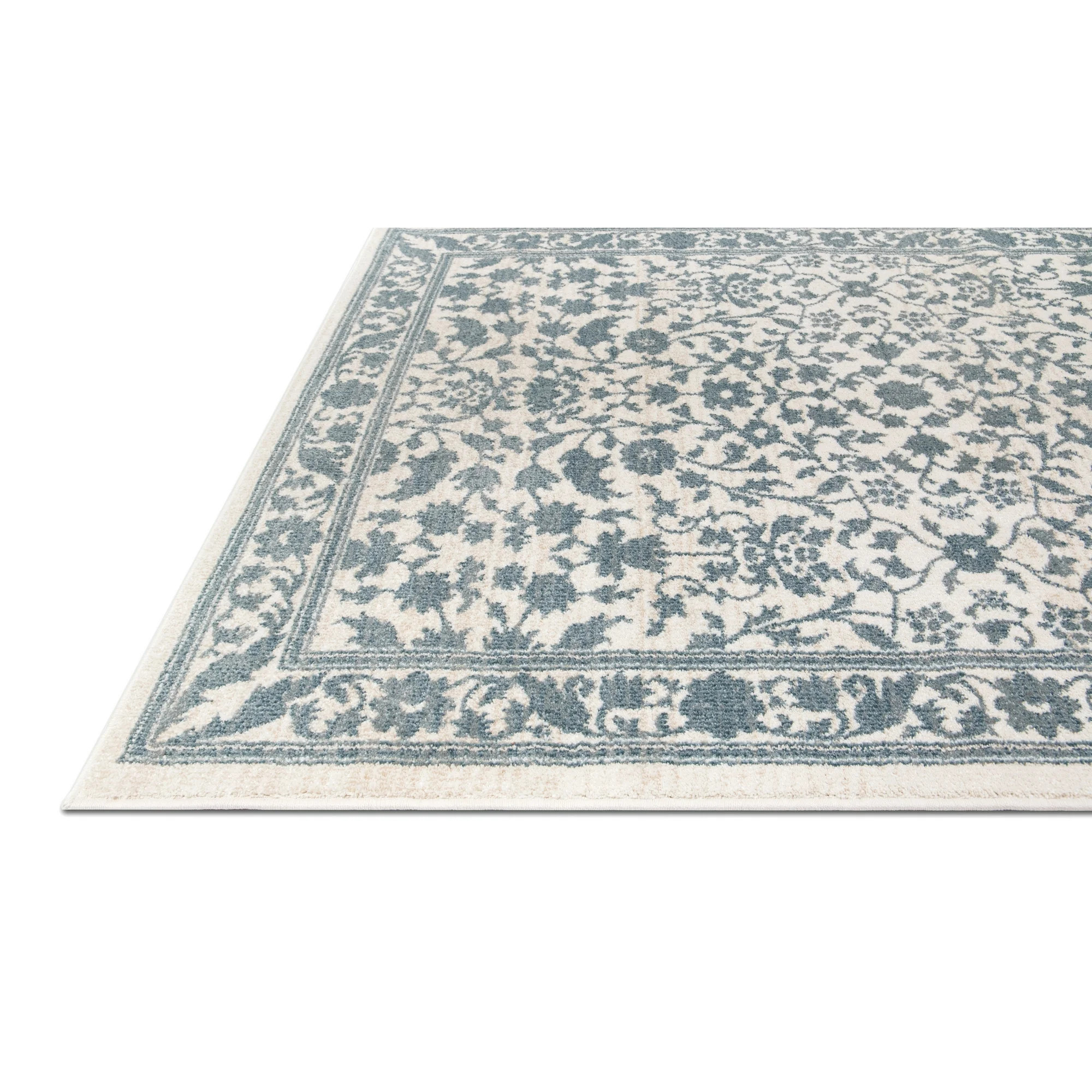 My Texas House Estelle 5'3" x 7' White Blue Floral Indoor Area Rug | Walmart (US)