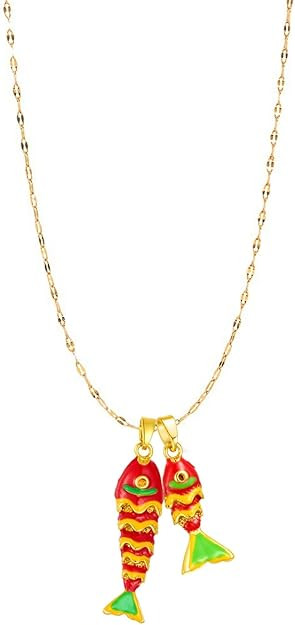Color Boho Fish Necklace for Women, Colorful enamel Beach Hawaiian Dainty Lucky Fish Pendant Neck... | Amazon (US)