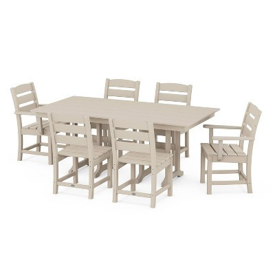 Lakeside 7pc Farmhouse Dining Set Tan - POLYWOOD | Target