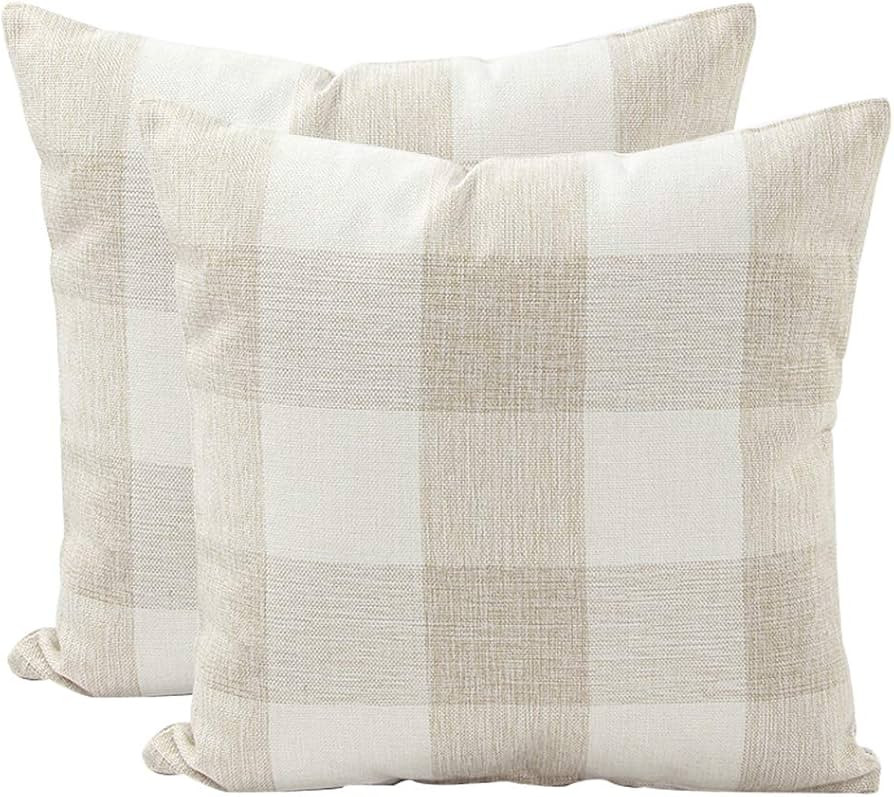 JOTOM Plaids Tartan Linen Pillow Cover,Cushion Covers for Home Sofa Car Outdoor Decorative 45 x 4... | Amazon (UK)