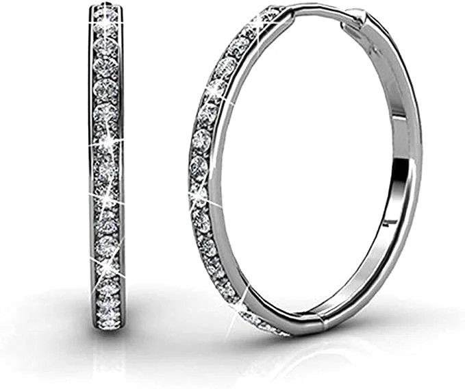 Cate & Chloe Bianca 18k White Gold Women's Hoop Earrings | Silver Crystal Earrings | Womens Jewel... | Walmart (US)