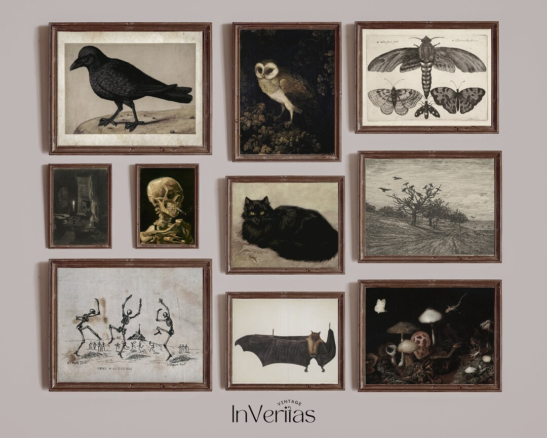 Moody Halloween Gallery Wall  Set of 10 Vintage Prints  Dark - Etsy | Etsy (US)