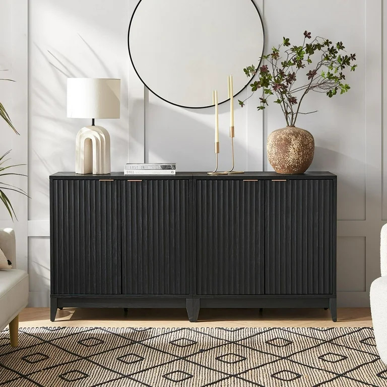 Mopio Brooklyn Black Storage Cabinet, Modern Farmhouse Entryway Accent Cabinet, Buffet Sideboard,... | Walmart (US)