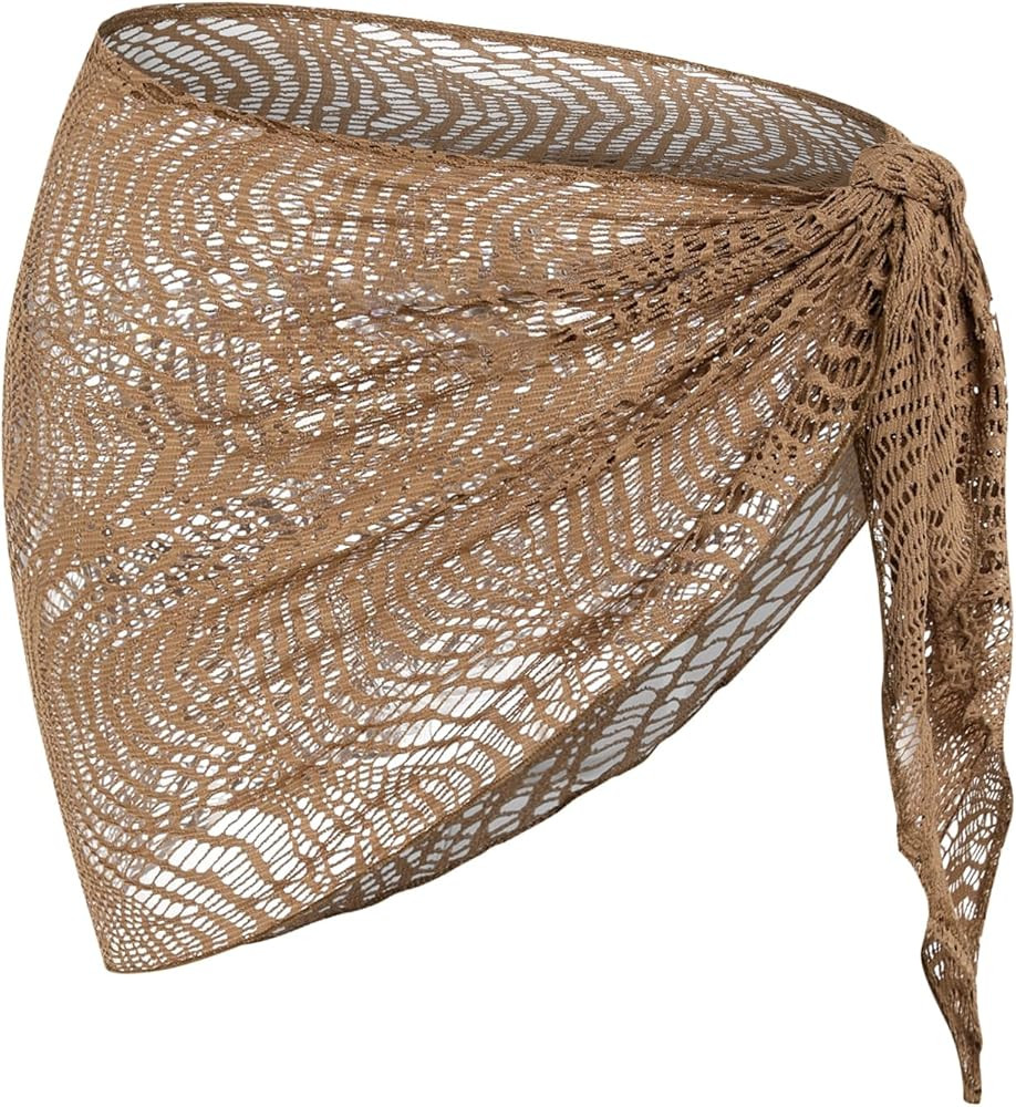 ZAFUL Sarong Coverups for Women Beach Vacation Fishnet See Thru Tie Side Bathing Suit Cover Up Mi... | Amazon (US)