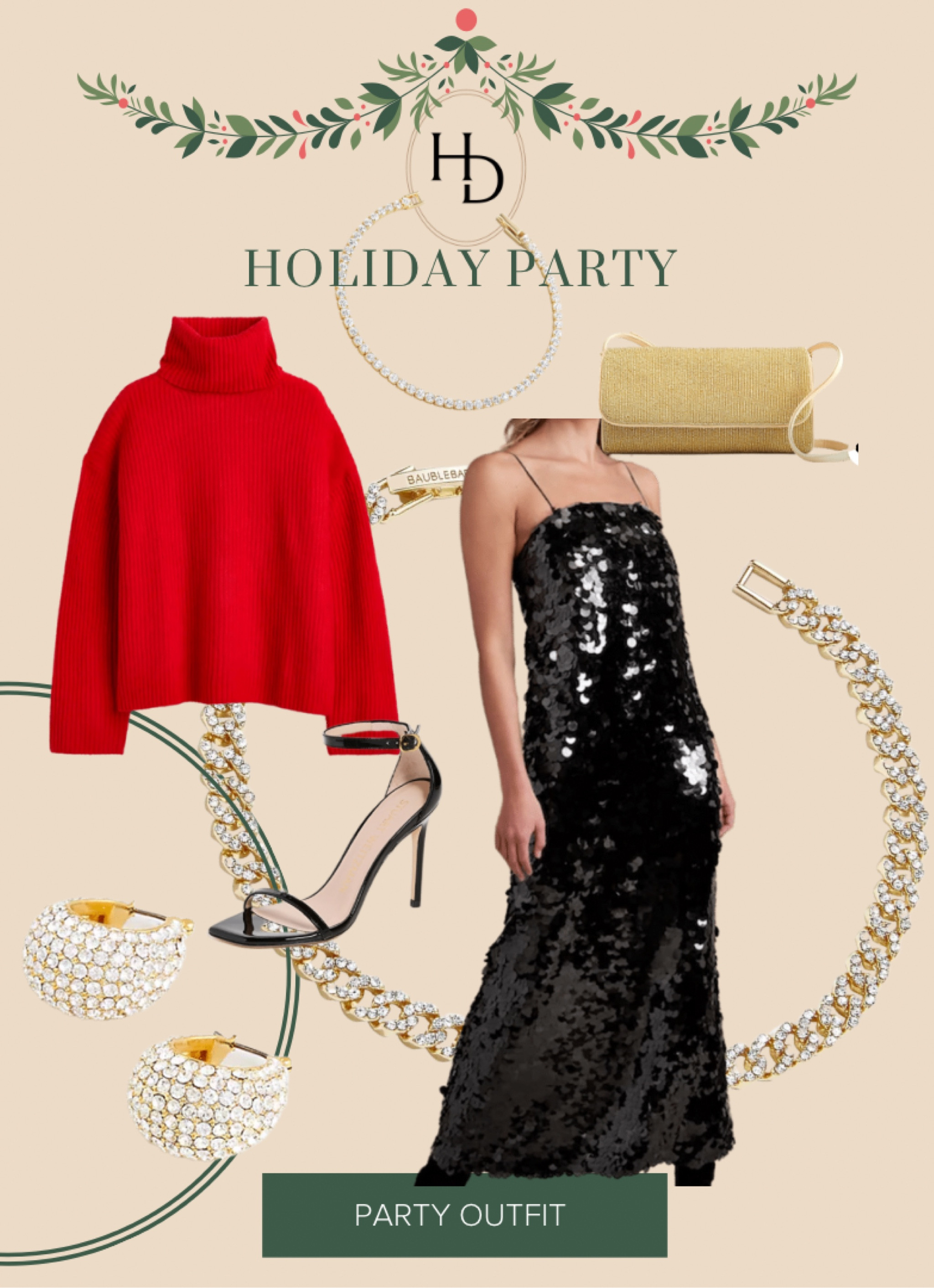 Party outfit // sequin dress // red sweater // black heels // earrings // tennis bracelet // gold clutch // beaded purse // NYE // tts

#LTKSeasonal #LTKHoliday