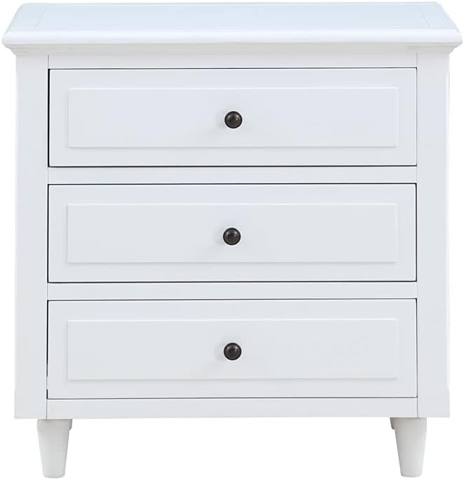 JSKJ Modern Style Nightstand with 3 Drawers, Wood Bedside Table End Table for Small Spaces, Accen... | Amazon (US)